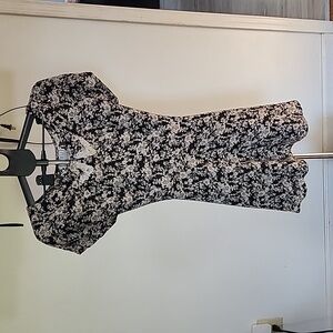 Women's Vintage D.B.Y. Mini Dress,  Color Black/Cream Floral, Size 11/12